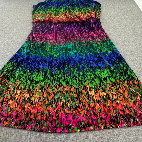 London Times Sleeveless Dress 10 petite Vibrant Colors Halter‎ Neckline Leaves - Picture 4 of 12